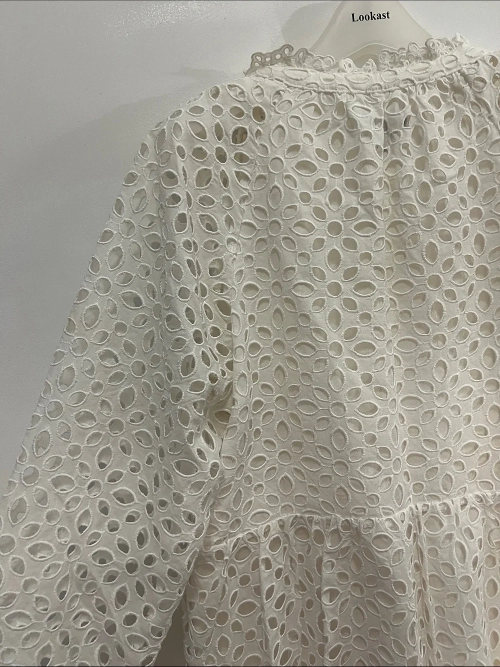 J. Crew Cream Eyelet Tiered long Sleeve Dress